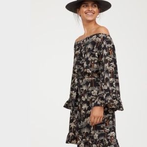 Safari print Boho off the shoulder Dress